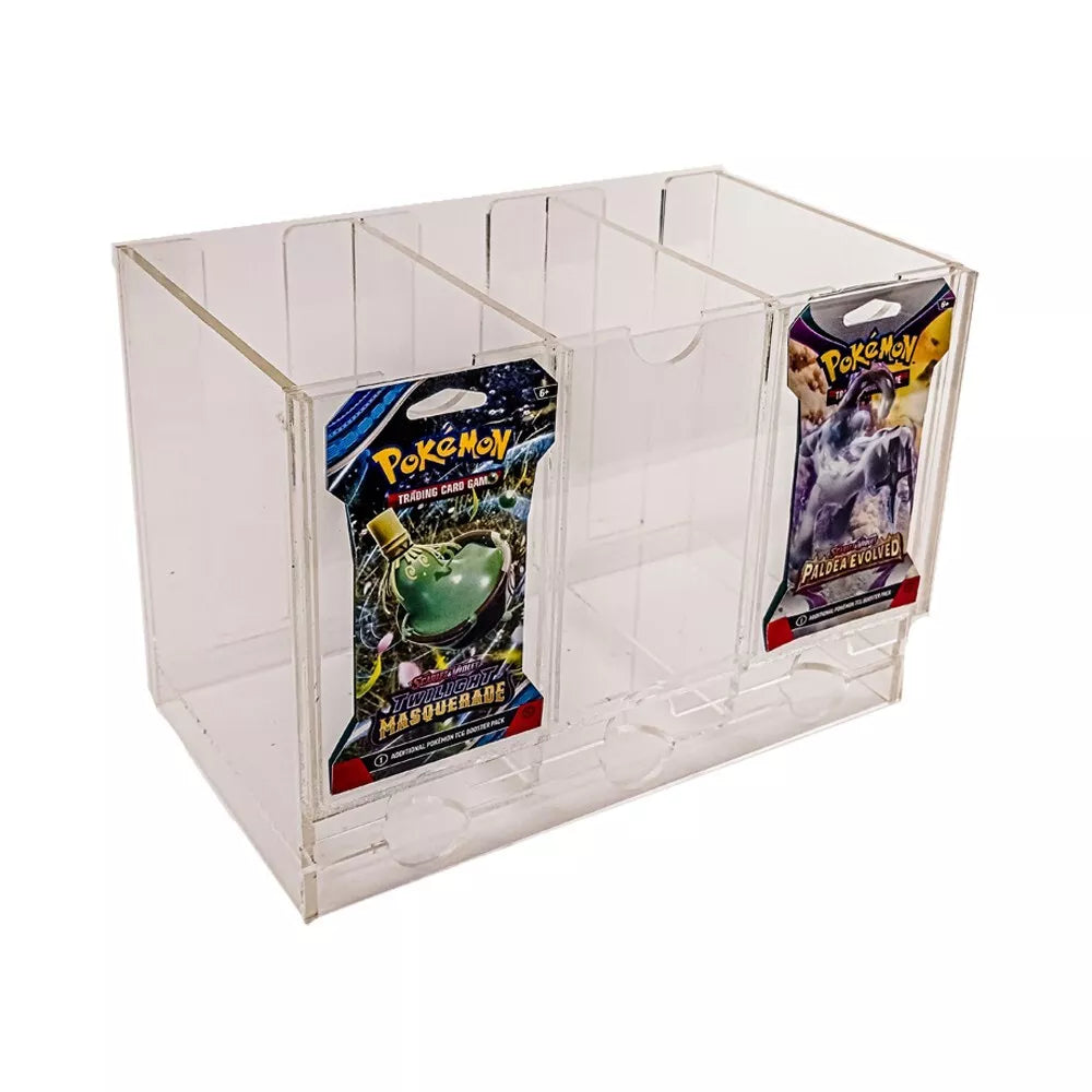 Acrylic Booster Pack Dispenser for Sleeved TCG Packs (3 Slots) Display Safes Acrylic Booster Pack Dispenser for Sleeved TCG Packs (3 Slots) Display Safes
