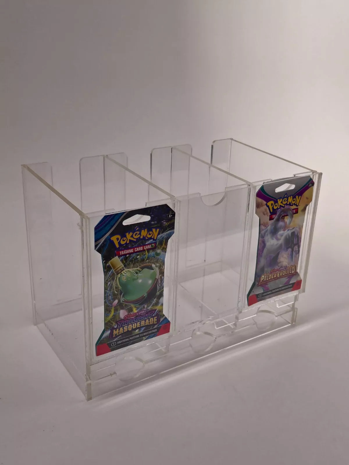Acrylic Booster Pack Dispenser for Sleeved TCG Packs (3 Slots)