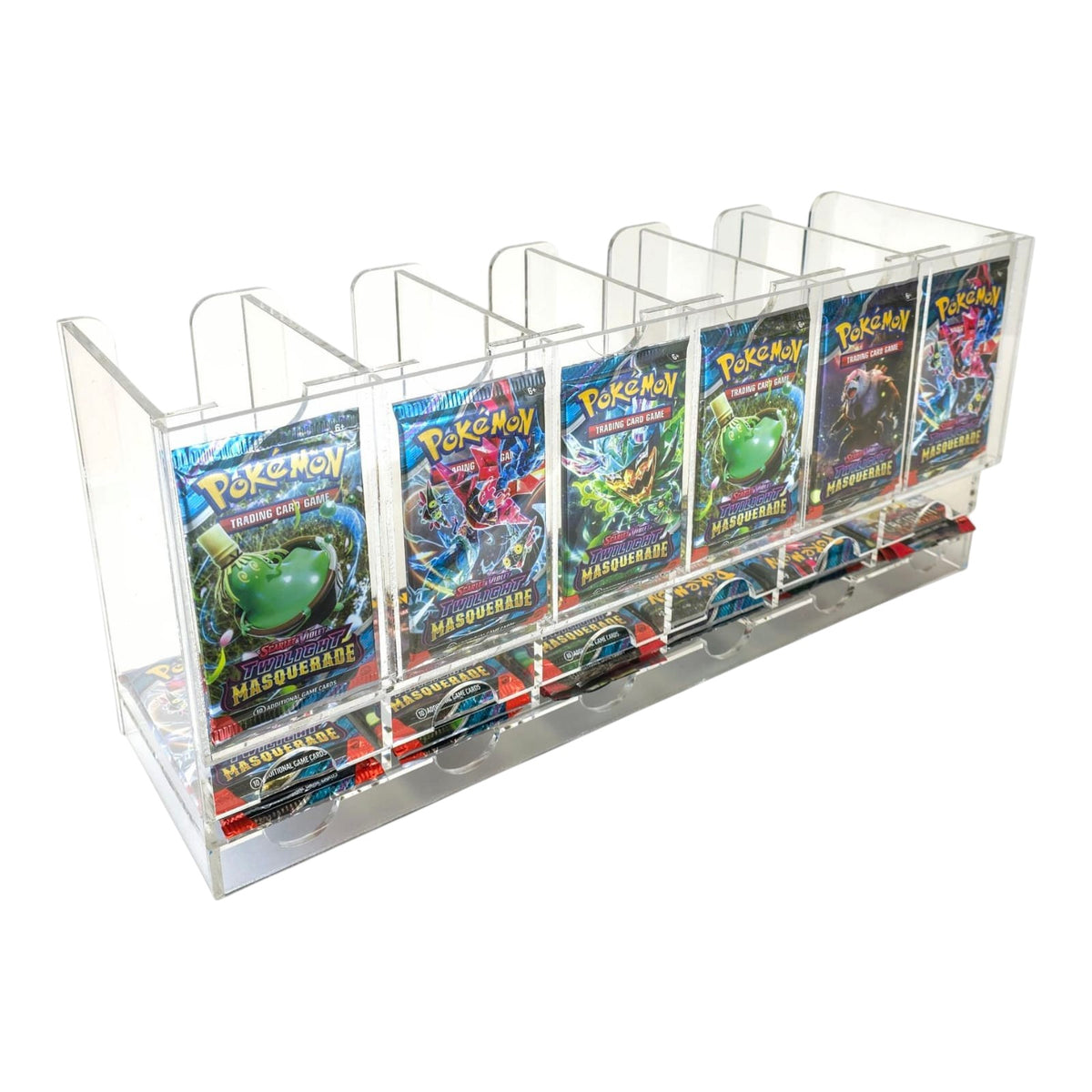 pokemon booster pack dispenser Acrylic for TCG Packs (6 Slots) – Display Safes capacity storage for up Final Fantasy MTG Commander Grading:PSA Mewtwo PSA display case